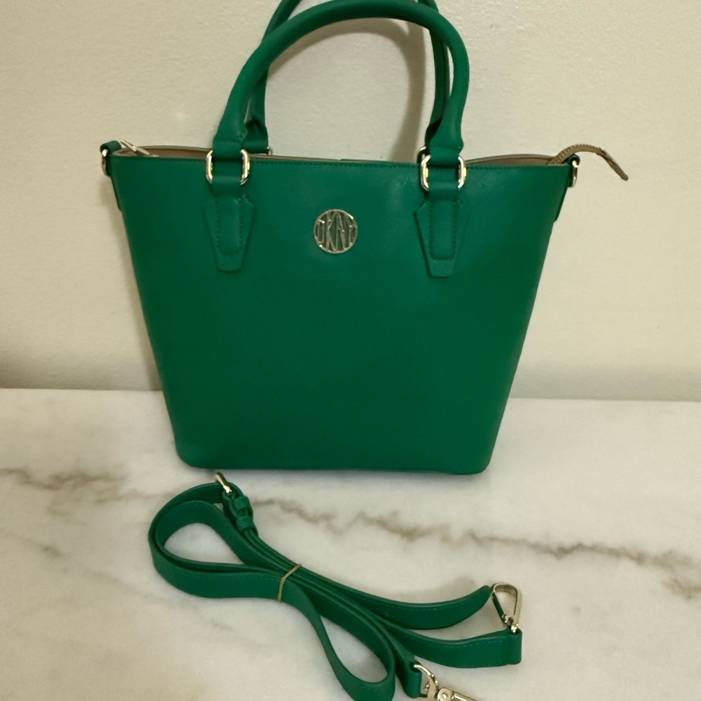 Donna Karan  Green Tote with Gold Accents